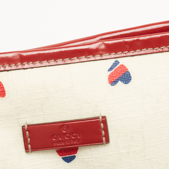 GUCCI Red/White GG Supreme Coated Canvas and Leather Large Heart Joy Tote - Picture 8 of 8